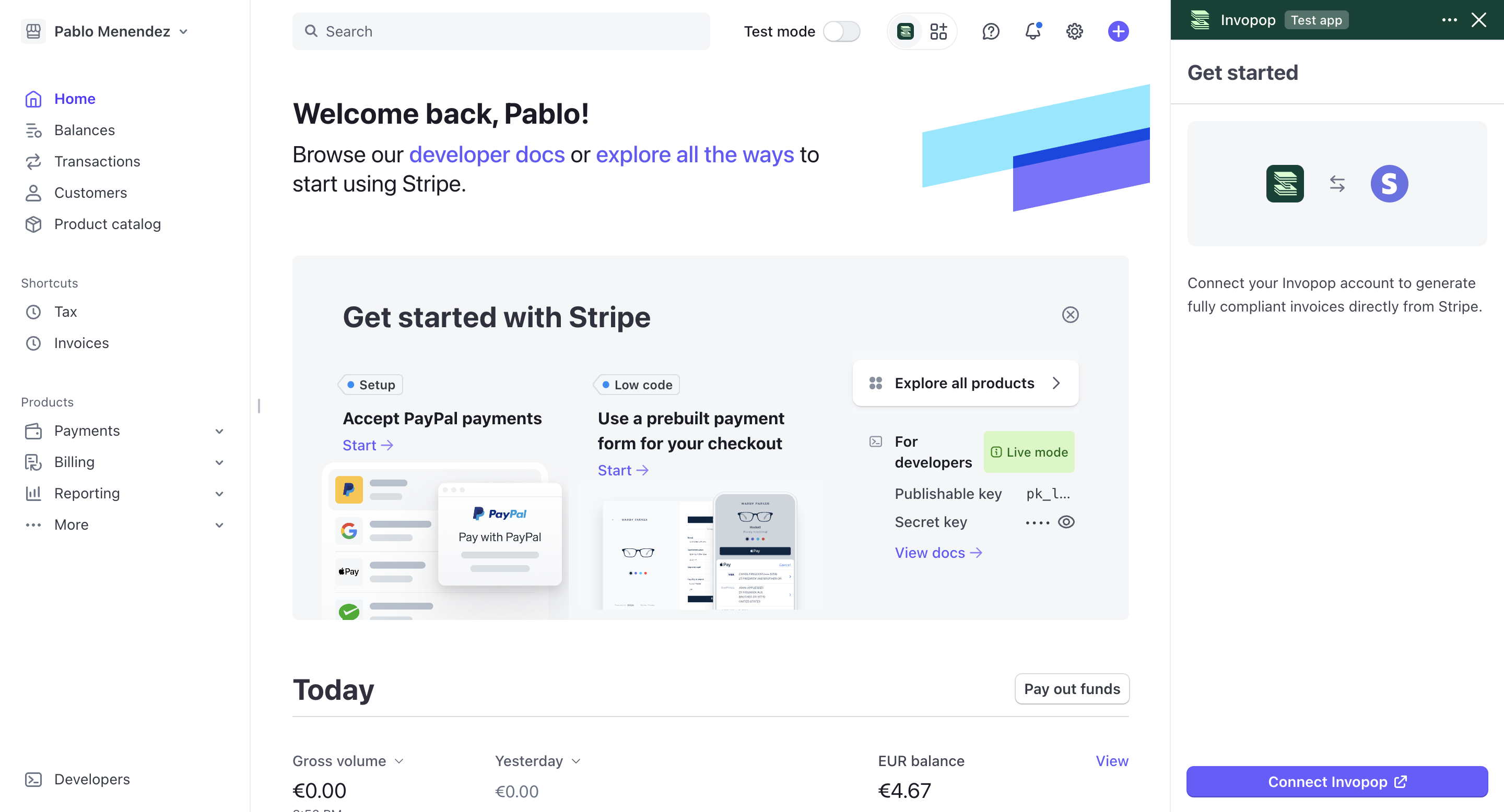 Invopop app login view