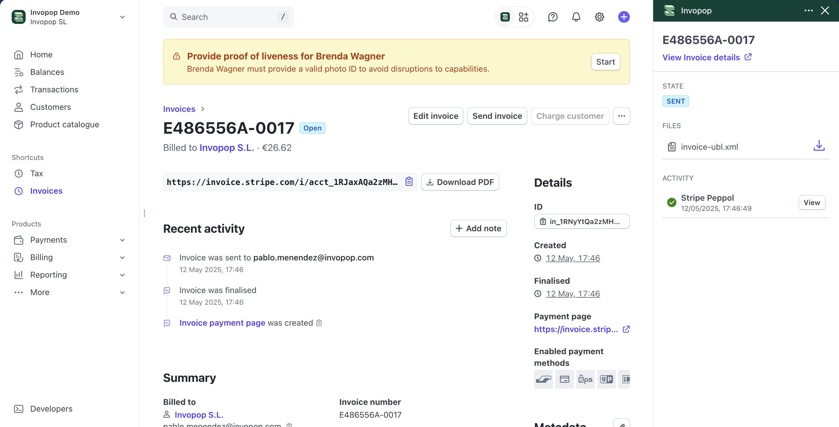 Invopop App in Stripe